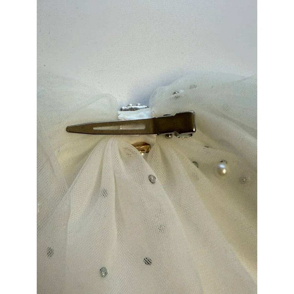 Bridal Hair Accessories Lot Graduated Pearl Headband & Tulle Embellished Bow